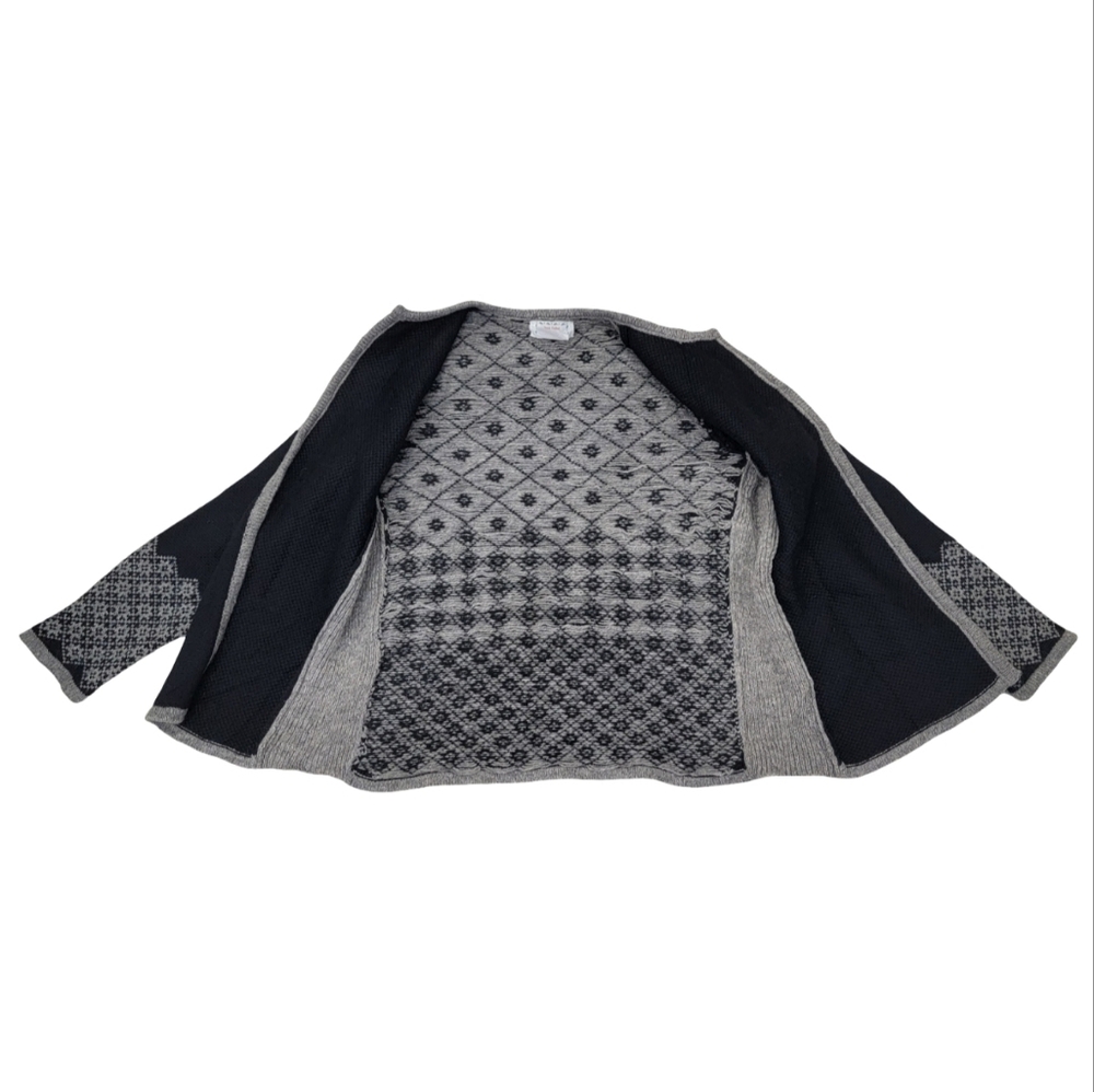 Handmade In Estonia 100% Wool Fair Isle Knit Cardigan Scandinavian Black Size S - Picture 10 of 17